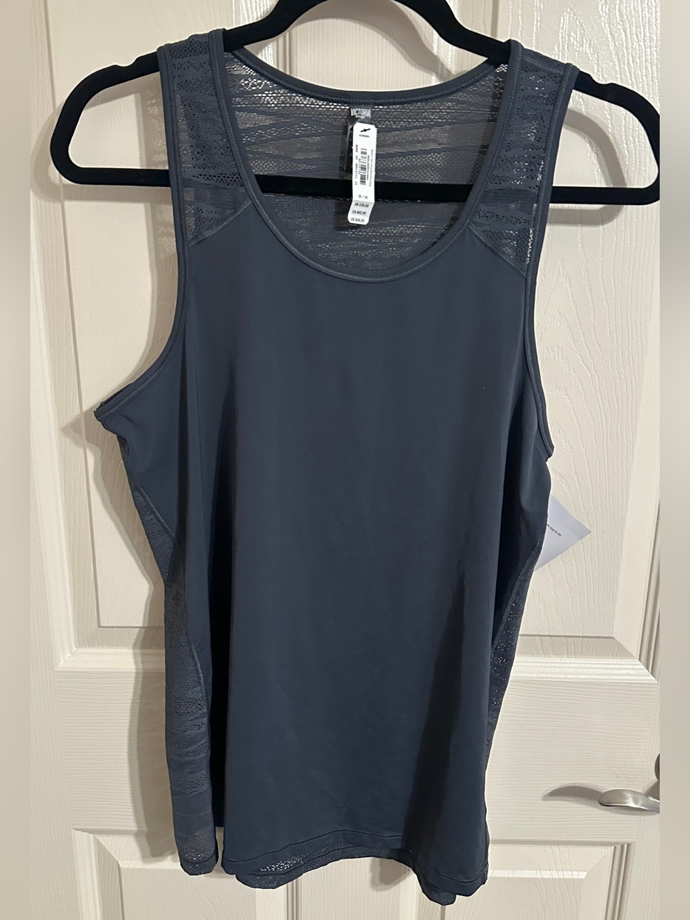 Victoria Secret Women’s Mesh-Back Athletic Tank Top, Slate, Sz M